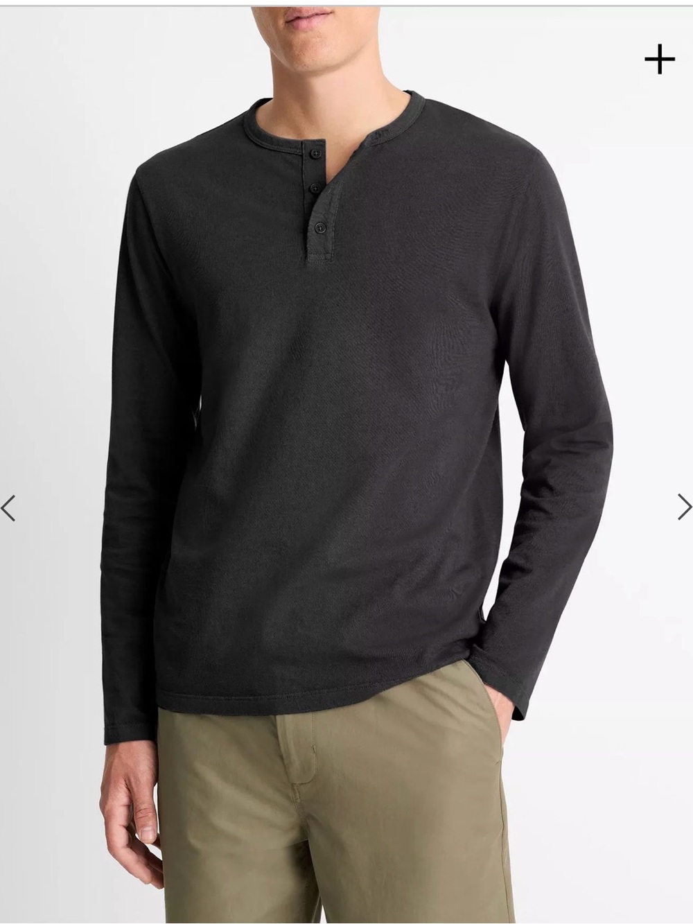 Vince Garment Dye Cotton Long Sleeve Henley Shirt Black Men’s M NWT $165